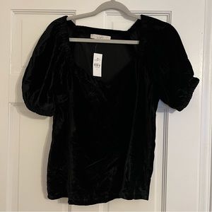 NWT LOFT Velvet Black Blouse Size Small
